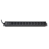 SYNSTRO Bloc d'alimentation multiprise IEC 8 prises C13 C14 16A 250V 1U 19 pouces à montage en rack avec protection contre les surtensions en alliage d'aluminium pour données