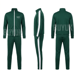 Light Blue <b>Navy</b> Color Block Tracksuit Hooded Full Sleeve Zipper Sporty Casual Autumn Wear Polyester Cotton Regular Fit <b>Joggers</b> - Product Image 3