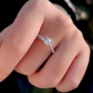 NOVAMART Fine Hallmark Silver Round <b>Cubic</b> <b>Zirconia</b> <b>Wedding</b> <b>Ring</b> Rectangular Geometric Pattern Princess Cut Hip-Hop Style Rhodium - Product Image 2