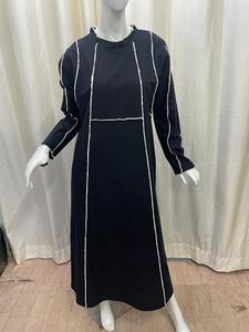 Nouvelle mode Robe décontractée à manches longues pour femmes Style moyen-orient Robe abaya ample Ankara avec broderie africaine en coton - Product Image 2