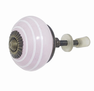 Gros boutons en céramique rose blanc rayé tiroir poignée d'armoire tire industriel pour cuisine chambre armoire salle à manger commode - Product Image 2