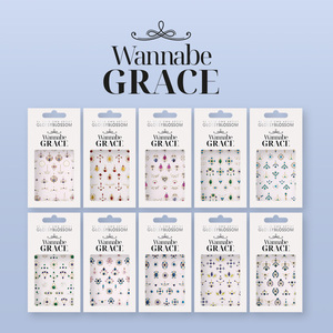 Wannabe Grace #45562สติกเกอร์ติดเล็บสไตล์โบฮีเมียน,อัญมณี3d แบบนูนติดเล็บสร้อยคอมีหลายขนาดสไตล์เกาหลี Oem Odm - Product Image 6