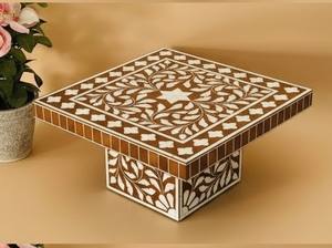 โต๊ะฝังกระดูกแบบพิเศษเป็นมิตรกับสิ่งแวดล้อมโต๊ะวางเค้กลายดอกไม้ทำด้วยมือสำหรับตกแต่งห้องนั่งเล่น - Product Image 5