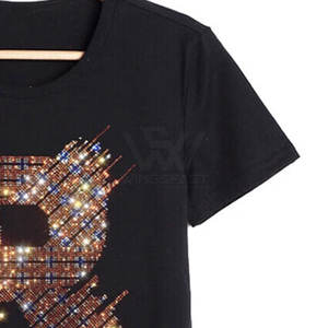 Diseña tu propio logotipo Camiseta de diamantes de imitación para hombre Último diseño 100% algodón Loose Fit Impreso Camiseta de diamantes de imitación para hombres - Product Image 3