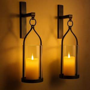 Black Wrought Iron Wall Mounted Taper <b>Candle</b> Holder <b>Sconce</b> 4 Arm Metal Candelabra Hanging For Home Hotel Living Room Decor Large - Product Image 5