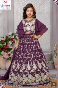 Conjunto de Lehenga Choli para Niñas Ajmera con Bordado Floral, Manga Larga, Suave, con Dupatta con Volantes, Estilo Boutique Elegante, Traje Festivo - Product Image 5