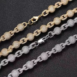 High Quality 10k <b>White</b> <b>Gold</b> Cuban Ball Link <b>Men</b> Chain 18mm 24Grams Miami Cuban Chain Baguette Diamond Lab Grown iced <b>Necklace</b> - Product Image 4