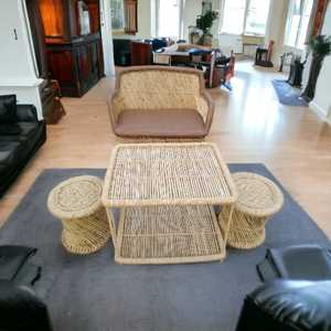 Conjunto de sofá de caña de bambú para jardín, sala de estar, balcón, respetuoso con el medio ambiente, moderno, hecho a mano - Product Image 4