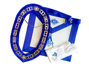 Meilleure vente 2026 Tablier maçonnique rectangulaire brodé en dentelle pour Maître de Loge Bleue, en cuir d'agneau véritable/tissu de coton - Product Image 3