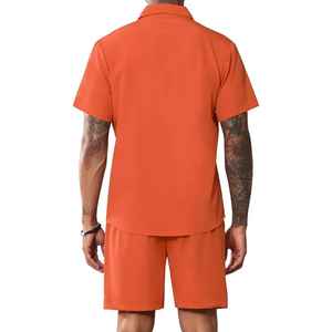 Ensemble décontracté 2 pièces pour homme avec logo personnalisé, chemise contrastée et short, style streetwear hip-hop, survêtement 100 % coton à capuche, nouvelle tendance hiver - Product Image 3