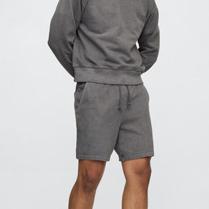 Short d'entraînement de gymnastique en molleton éponge française 100% coton pour hommes, entrejambe de 5 pouces, couleur unie, écologique, course d'été dans la rue. - Product Image 4