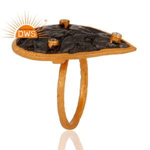 มาใหม่เงินสเตอร์ลิง18K ชุบทอง18K อัญมณี CZ ดีไซน์รูปใบไม้อัญมณีสำหรับผู้หญิงของขวัญสำหรับผู้หญิง - Product Image 2