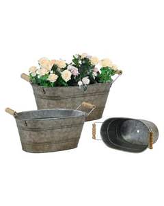 Deep and spacious galvanized planter suitable for medium sized <b>trees</b> ornamental plants or decorative garden accents - Product Image 2