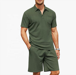 2025 à la mode col rabattu été hommes deux pièces hommes Shorts courts pantalons ensemble Style décontracté T-Shirt à manches courtes - Product Image 2
