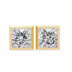 Boucles d'oreilles clous géométriques en or 18 carats avec diamant de laboratoire, sertissage unique en or blanc, jaune et rose pour mariages - Product Image 5