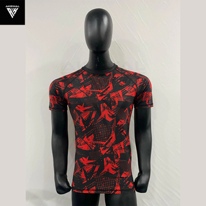 Akewal última media manga de compresión para hombres Rash Guards brillante personalizado Jiu Jitsu Rash Guard colores exportación calidad Rash Guards - Product Image 6