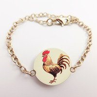 Joyería Personalizada, Pulsera de Plata de Ley 925 con Amuleto de Pollo de la Suerte