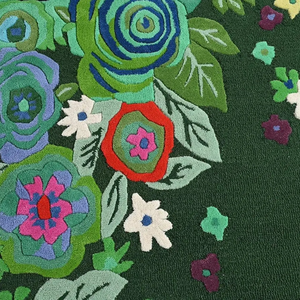Araceli-Alfombra de lana grande hecha a mano, moderna, floral, verde, multicolor, forma irregular, para sala de estar, habitación de niños, dormitorio, suelo - Product Image 2
