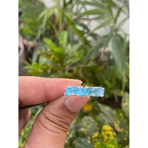 925 Silver <b>Adjustable</b> Heart Band <b>Ring</b> with Blue Topaz Inlay Romantic Fashionable Gemstone <b>Rings</b> Free Size for Lovers by IS - Product Image 3