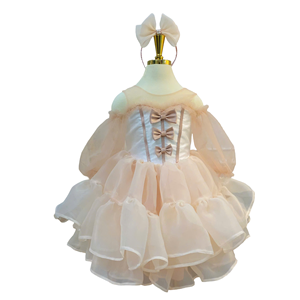 Hot Selling Vintage German Style Layered Dress for Girls Casual <b>Puff</b> Sleeve Halter Eco-Friendly ODM Many Color Options Children - Product Image 1