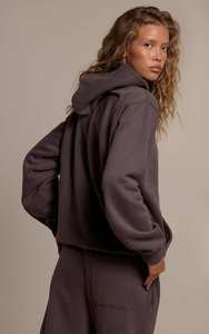 Sudadera con Capucha Extra Grande para Mujer, Color Carbón, para Invierno, Hombros Caídos, Corte Holgado, Forro Polar, Antiarrugas, Transpirable - Product Image 3