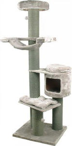 Árbol para Gatos Moderno con Diseño Artesanal, Torre de Múltiples Niveles con Casa de Peluche, Postes Rascadores Verticales de Sisal y Juguete Colgante para Gatos de Interior - Product Image 2