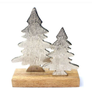 Luxury Silver Metal Aluminium <b>Christmas</b> Tree Tabletop Decoration With Wooden Base Handmade Festive Ornament Factory Priced - Product Image 4