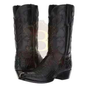 Classic Geborduurde Western Cowboy Laarzen Mannen Lederen Cowgirl Laarzen Lage Prijs Schoenen