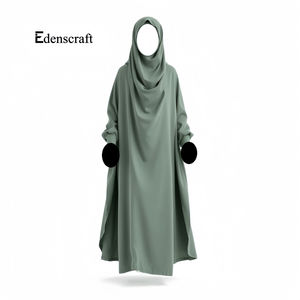 Robe élégante simple à la mode pour femmes Abaya en polyester pleine longueur pour Jilbab manches longues prière vêtements légers - Product Image 2