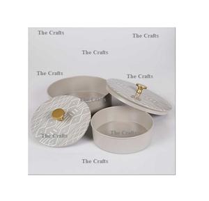 Ensemble de bols de service de couleur beige en fer de deux tailles différentes boîte de serveur de noix pour la fête de mariage et l'utilisation d'événement - Product Image 4