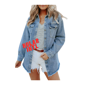 Denim Jackets Shirt for Women <b>Ladies</b> Jean Jacket 2025 Paint Denim Jacket Manufacturer - Product Image 5
