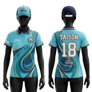 Women <b>bowling</b> Jersey Premium 180 GSM Polyester Interlock Dry Fit Blue Teal Gold Gradient Sublimation Custom Logo Embroidery - Product Image 2