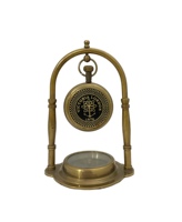 Watch Compass Stand Elegant Nautical Art Decor BRASS GLASS Lightweight Handcrafted Multipurpose Office Desk Ornament Combining