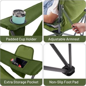 เก้าอี้ตั้งแคมป์พับได้ขนาดใหญ่สำหรับผู้ใหญ่ที่ใส่ถ้วยน้ำหนัก550ปอนด์และกระเป๋าด้านข้างสำหรับปิกนิกสนามหญ้าเฟอร์นิเจอร์กลางแจ้ง - Product Image 3