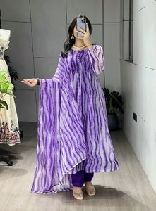 ชุดคุर्ติผ้าจอร์เจตต์ลายเลเฮริยา พร้อมผ้าคลุมไหล่ขอบลูกไม้ ซับในผ้าฝ้าย น้ำหนักเบา แห้งเร็ว ใส่ได้ทุกฤดู ขายส่ง ราคาพิเศษ - Product Image 5