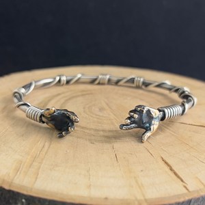 Men's Gothic 925 Sterling <b>Silver</b> Hand Sign <b>Bracelet</b> Adjustable Barbed Wire Style <b>Cuff</b> for Anniversaries Fashion Bangle - Product Image 2