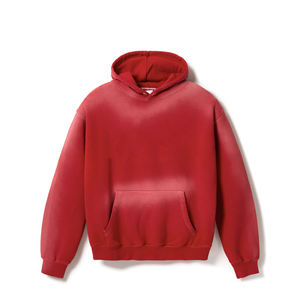 เสื้อฮู้ดดี้ผู้ชายสไตล์วินเทจ ล้างสีแบบแอซิดวอช ทรงโอเวอร์ไซส์ แบบเรียบง่าย สไตล์ซันเฟด ลุคดิสเทรส ทรงบ็อกซี่ แบบเรียบๆ ขาดๆ แบบวินเทจ - Product Image 1