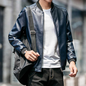 2025 chaqueta de cuero clásica para hombre con cuello de béisbol personalizado de alta calidad cierre de cremallera corta estilo juvenil coreano - Product Image 4