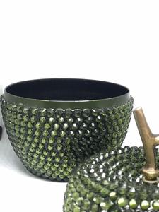 High Quality Metal Crystal Best Selling Apple Candle <b>Jar</b> Newest Design with Dark Green Crystals for Your Home Candle Vessel - Product Image 3