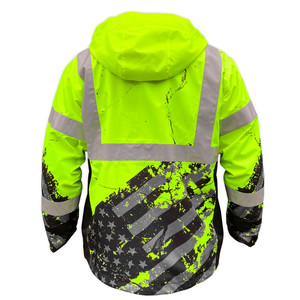 Custom Sublimation Hi Vis Contrast <b>Reflective</b> Tape Sublimation Print Long Sleeve <b>Jacket</b> for <b>Men</b> - Product Image 2