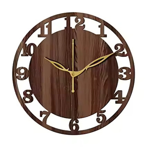 นาฬิกาแขวนไม้รูปหน้าเรียบที่มีตัวเลขสร้างขึ้นจากไม้โทนอุ่นที่มือเงียบและมีรูปทรงกลมที่เรียบง่าย - Product Image 6