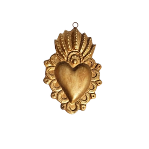 Finition dorée en métal motif ailes de cœur sacré suspendu Milagros coeur sacré pour décoration murale cadeau et décoration catholique - Product Image 3