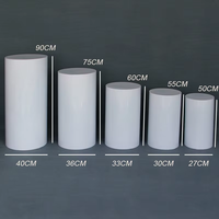 Ensemble de 5 cylindres en acrylique transparent blanc, supports d'affichage, fêtes, mariage, anniversaire, piliers, décorations en forme de gâteau, base
