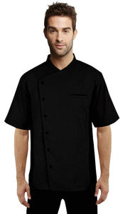 Uniforme Culinario Profesional Unisex, Abrigo de Chef de Manga Corta con Ventilación de Malla Lateral para Servicio de Comida en Restaurantes y Bares - Product Image 6