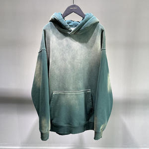 Sudadera con Capucha Vintage Estilo Garment Dyed para Hombre, Talla Grande, 380 g/m², Algodón Grueso, Lavado Desgastado, Sudadera con Capucha Tipo Pullover - Product Image 3