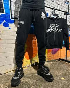 Conjunto Deportivo de 2 Piezas para Hombre, 100% Algodón, Bordado, Invernal, con Cierre, Estilo Urbano, Color Liso, Sudadera de Manga Larga con Forro Polar - Product Image 4