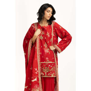 Costume en satin brodé en soie brute 3 pièces IUSTKSD-1066 - Product Image 3