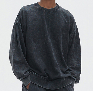 Basics Hommes Boxy Crewneck lavé à l'acide French Terry Pull Respirant Dropshoulder Crew Neck Sweat coton mélangé - Product Image 5