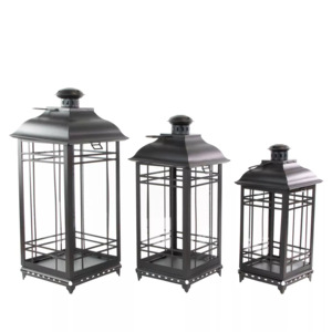 Bougeoirs et lanternes en métal noir à dessus ouvert de style européen pour la décoration de la maison, mariage, noël - Product Image 2