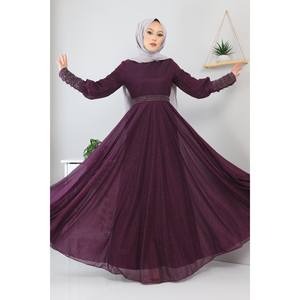 Robe de soirée chic ElbiseStone à col halter pour femme, taille XL, longueur ras du sol, avec détails scintillants et paillettes, en polyester tissé, idéale pour un anniversaire - Product Image 3